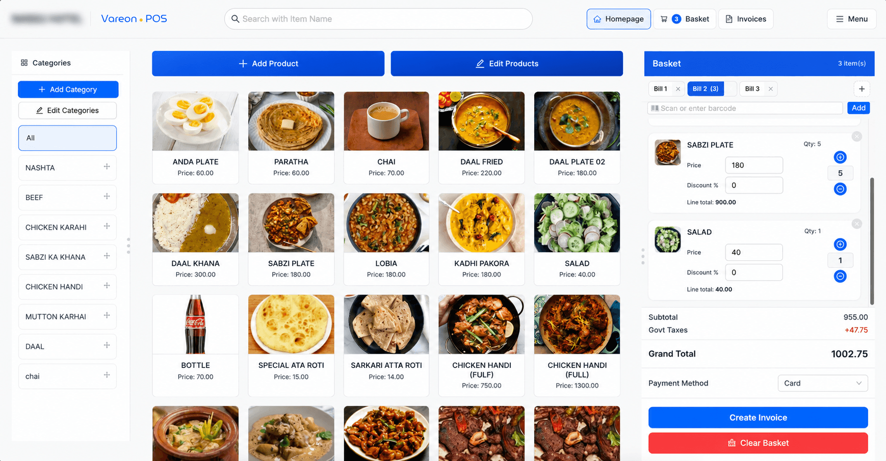 Restaurant Billing